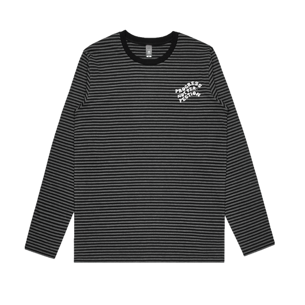 Progress Not Perfection Striped LS in Black